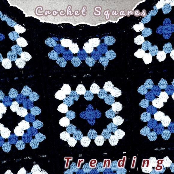 Granny Square Crochet Top Crochet Vest Women’s Top Tank 90’s Y2K Retro Boho Crop - Picture 9 of 12